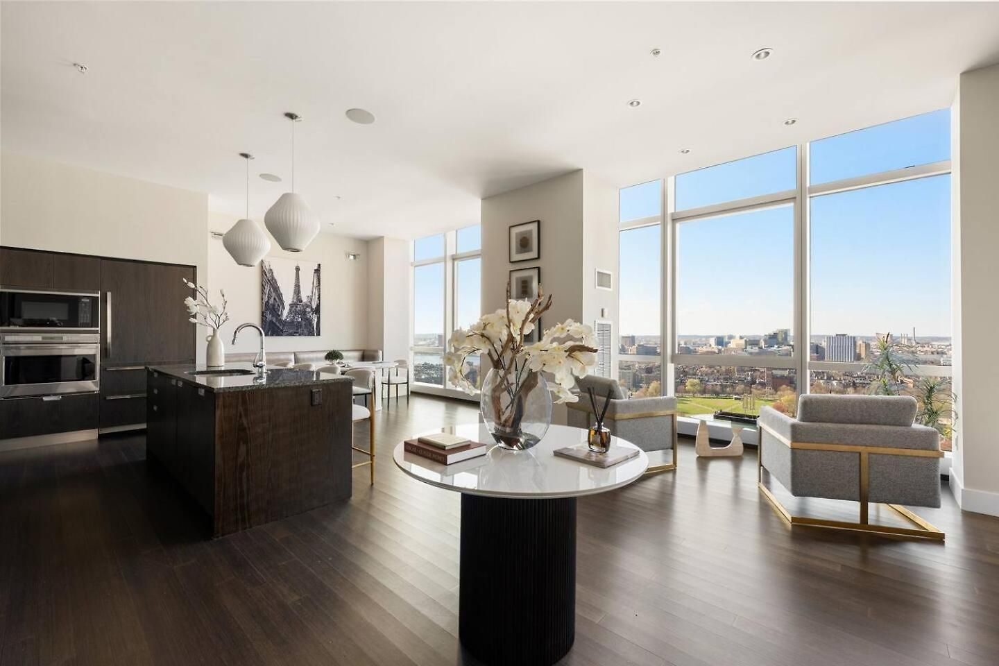 Penthouse Residences Living Modern Apartment Boston