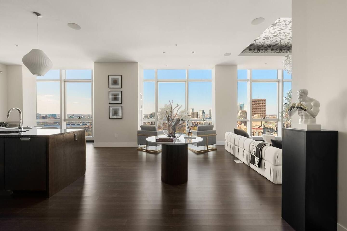 Penthouse Residences Living Modern Apartment Boston