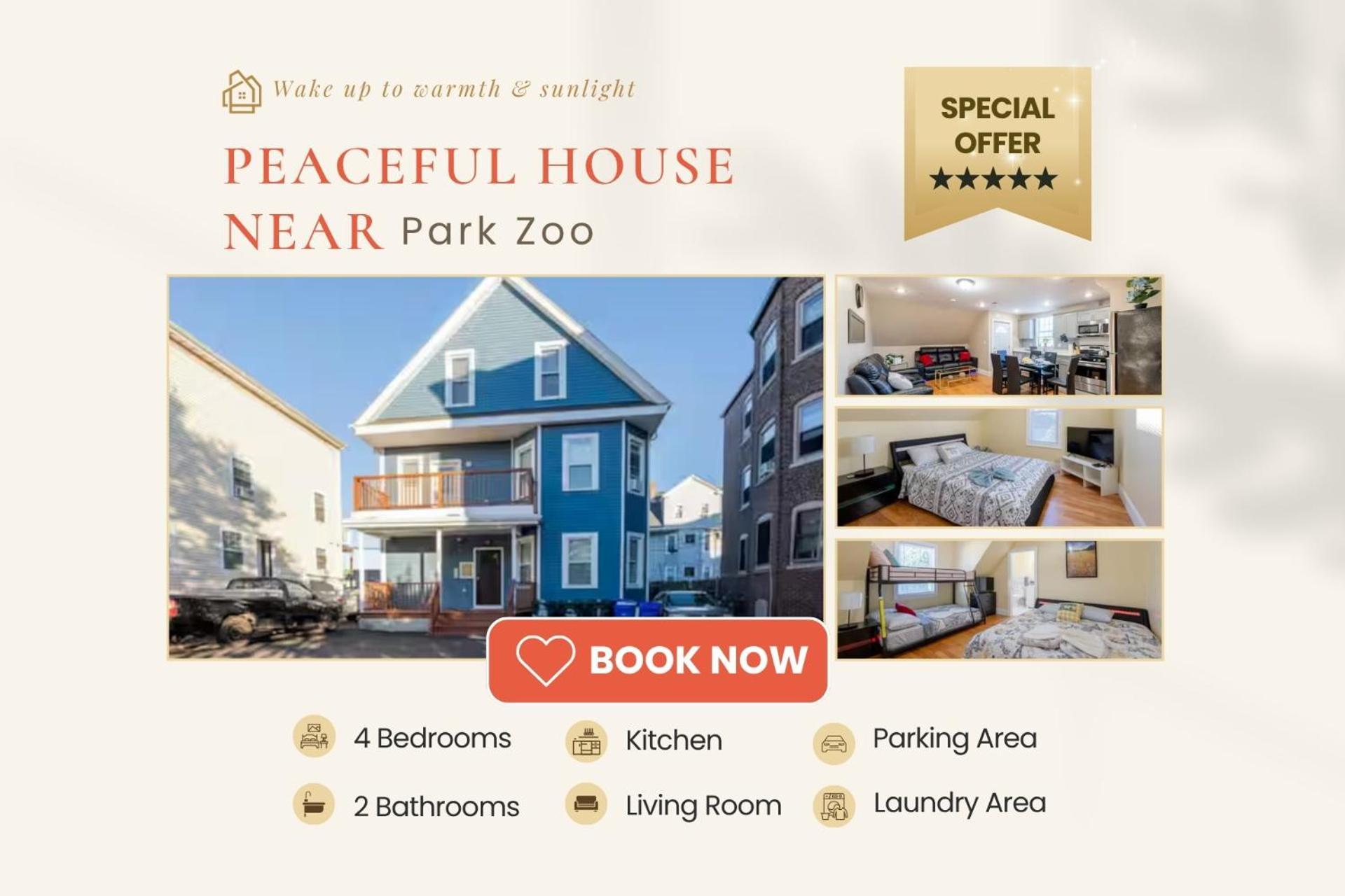 Comfortable 4Br Boston Home W Bathtub, Free Parking - Near Red Line & Zoo 2333 Boston